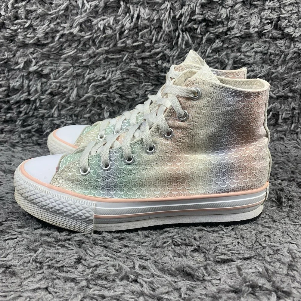 Converse Youth Size 3 Chuck Taylor Eva Lift Hi Top Sneakers 372752C Mermaid